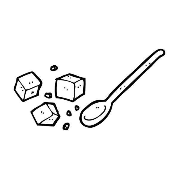 Cartoon sugar lumps and spoon — Stock Vector