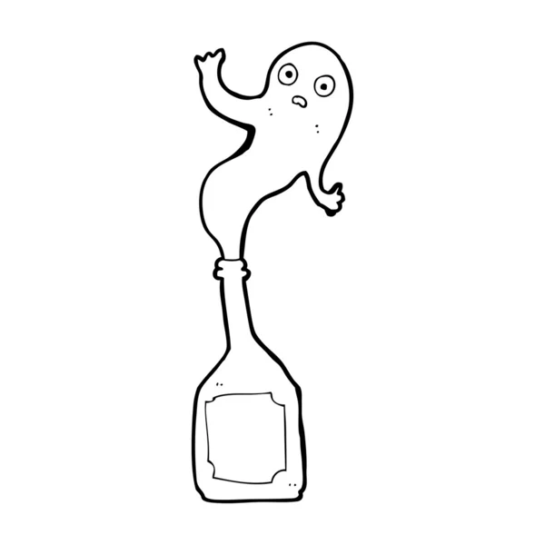 Dibujos animados fantasma en botella — Vector de stock