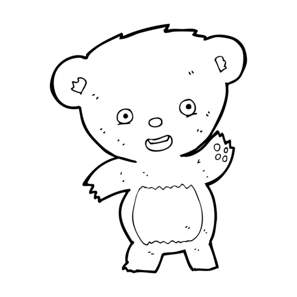 Cartoon viftande nallebjörn — Stock vektor