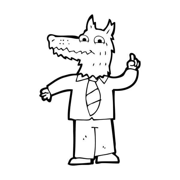 Cartoon Business Wolf mit Idee — Stockvektor