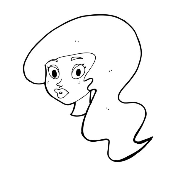 Dessin animé joli visage féminin — Image vectorielle