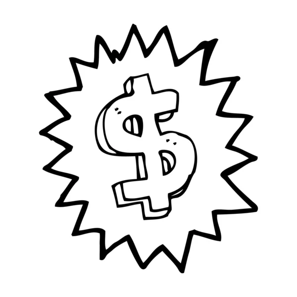 Symbole dollar dessin animé — Image vectorielle