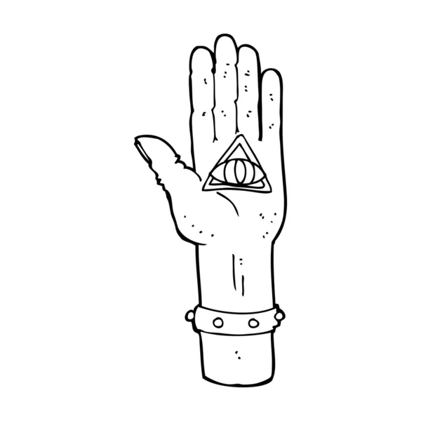 Símbolo de la mano espeluznante de dibujos animados — Vector de stock