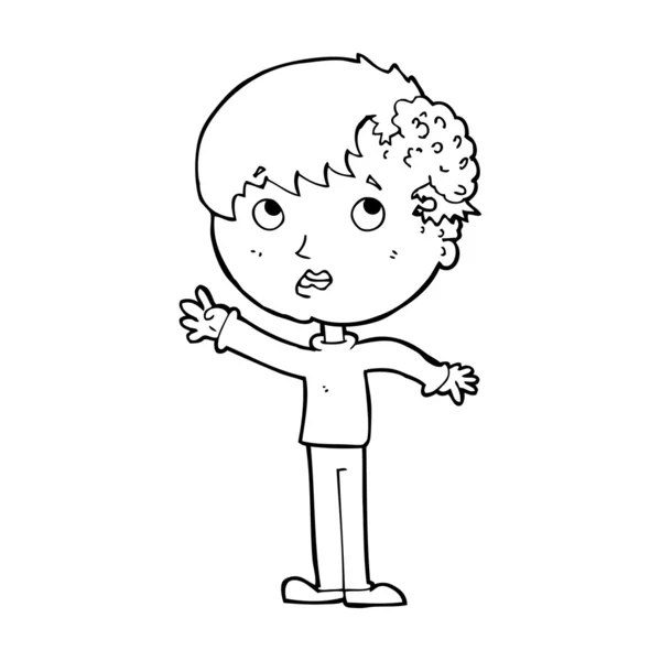 Niño de dibujos animados con crecimiento en la cabeza — Vector de stock