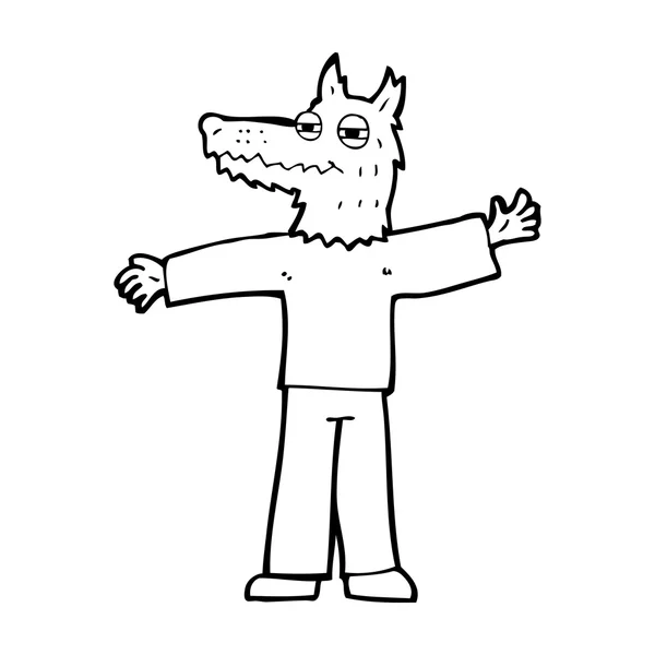 Dibujos animados lobo feliz hombre — Vector de stock