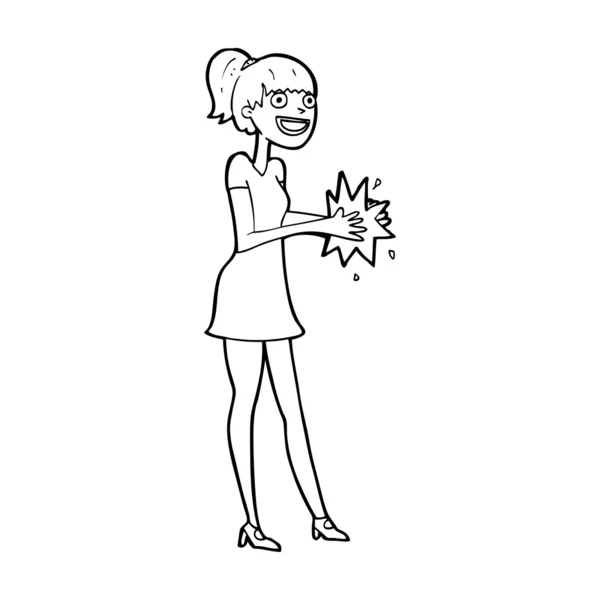 Cartoon woman clapping hands — Stock Vector