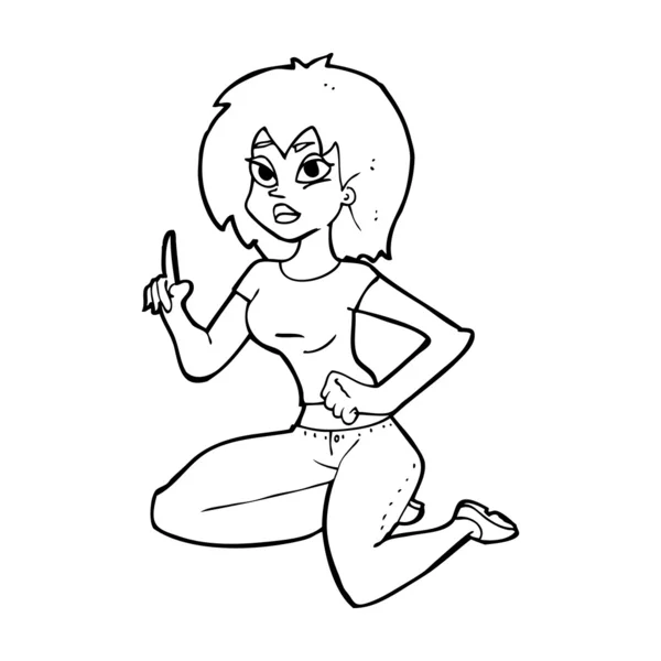Kreslené sedící žena s nápadem — Stockový vektor