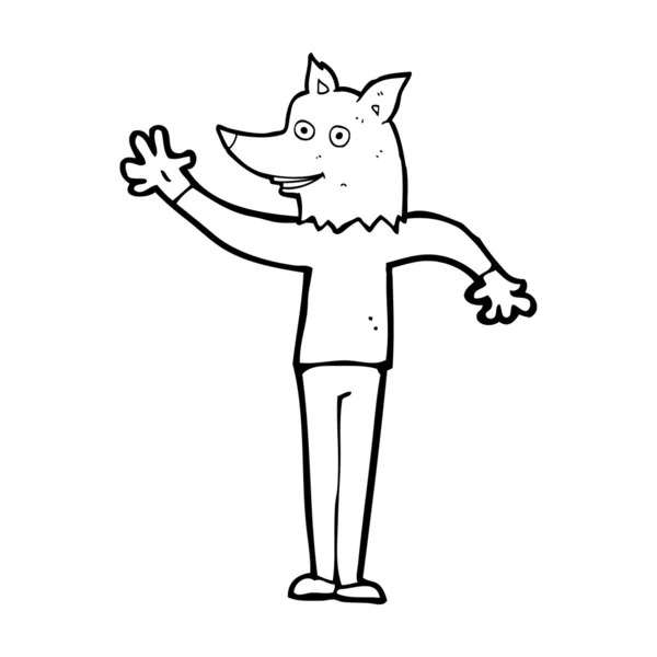 Dibujos animados ondeando hombre lobo — Archivo Imágenes Vectoriales