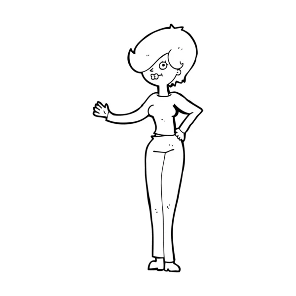 卡通女人挥舞着 — 图库矢量图片