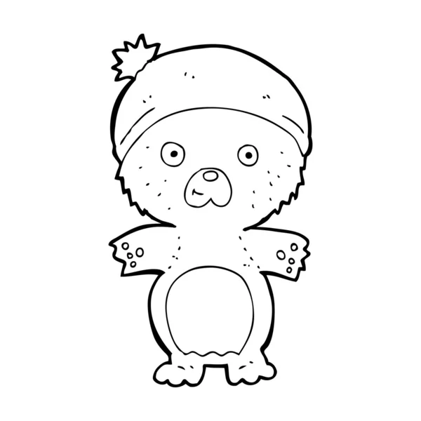 Cartoon cute teddy bear in hat — Stock Vector