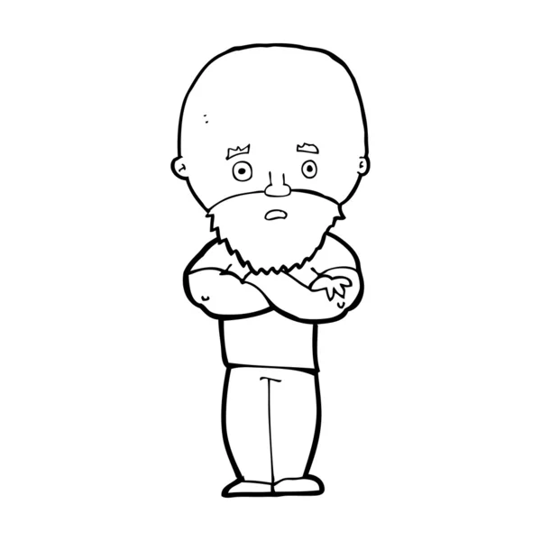 Dessin animé choqué chauve homme avec barbe — Image vectorielle