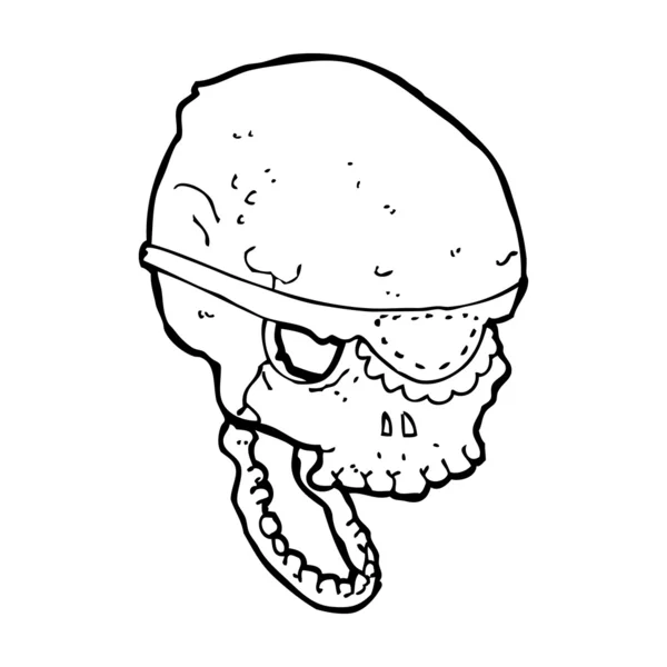 Cartoon spooky skull with eye patch — Stock Vector