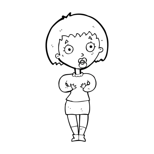 Kreslená žena, která točí Who Me? gesto — Stockový vektor