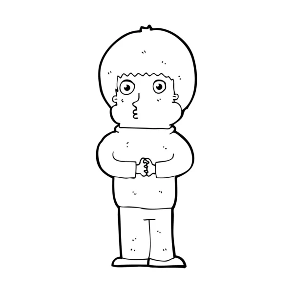 Dibujos animados tímido chico — Vector de stock