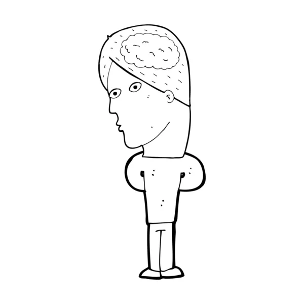 Hombre de dibujos animados con gran cerebro — Vector de stock