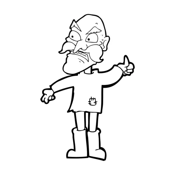 Hombre viejo enojado de dibujos animados en ropa parcheada — Archivo Imágenes Vectoriales