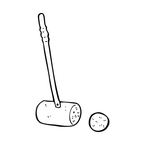 Caricatura croquet mazo y bola — Vector de stock