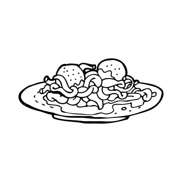 Cartoon spaghetti en gehaktballen — Stockvector