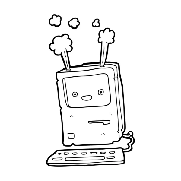 Cartoon old computer — Stock Vector