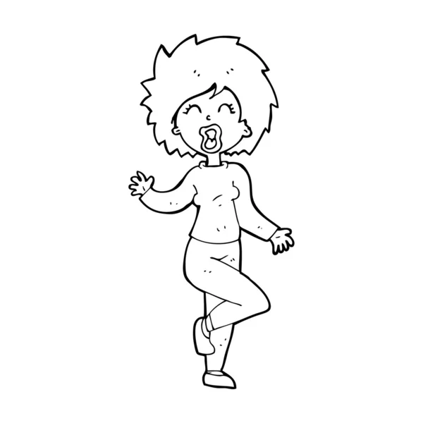 Mujer de dibujos animados bailando — Vector de stock
