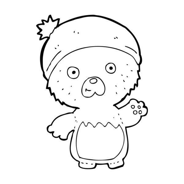 Cartoon cute teddy bear in hat — Stock Vector