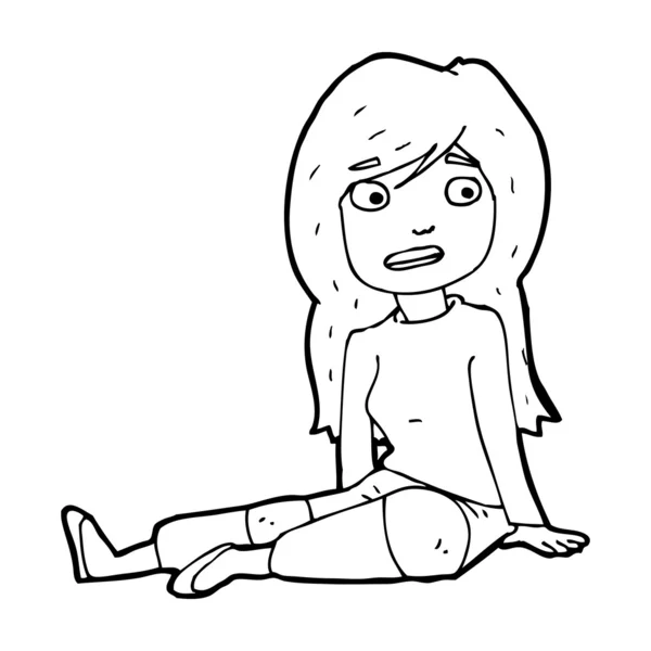 Dessin animé fille assis sur le sol — Image vectorielle