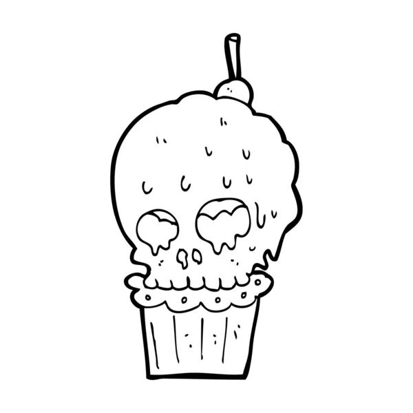 漫画の不気味な頭蓋骨のカップケーキ — ストックベクタ