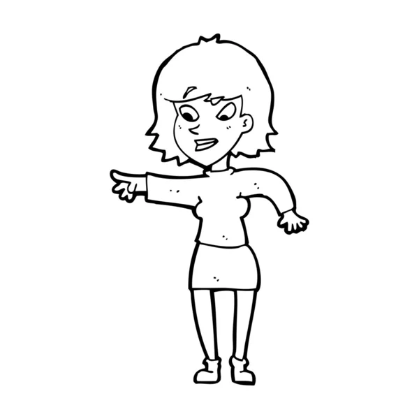 Dessin animé femme pointant — Image vectorielle