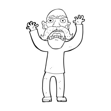 Çizgi film kızgın yaşlı adam.