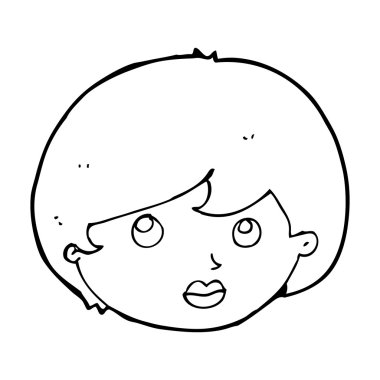 çizgi film kadın yüzü yukarı bakıyor.