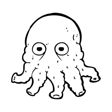 Çizgi film uzaylı mürekkep balığı suratlı