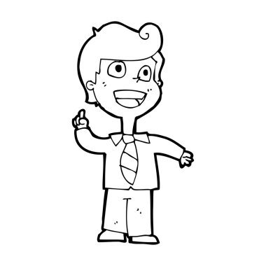 çizgi film çocuğu elini kaldırıyor.