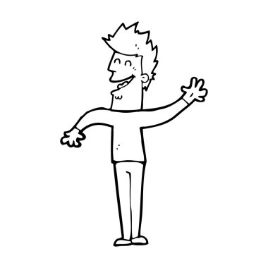 Çizgi film mutlu adam el sallıyor