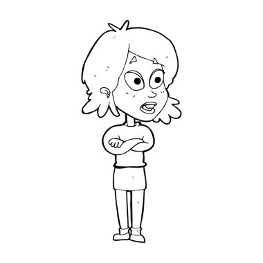 karikatür şaşırmış kadın