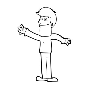 Çizgi film mutlu adam el sallıyor