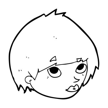 Çizgi film kadın yüzü yukarı bakıyor