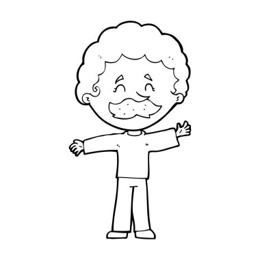 Çizgi filmdeki bıyıklı çocuk.