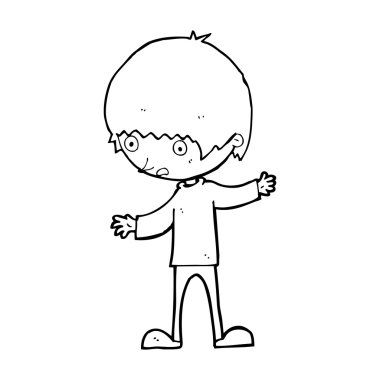 Çizgi film çocuğu, kollarını açmış.