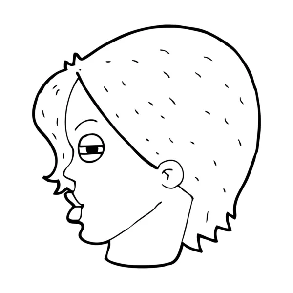 Cara femenina de dibujos animados con ojos estrechos — Vector de stock