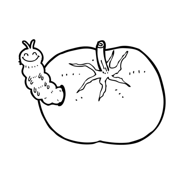 Cartoon tomaat met insect — Stockvector