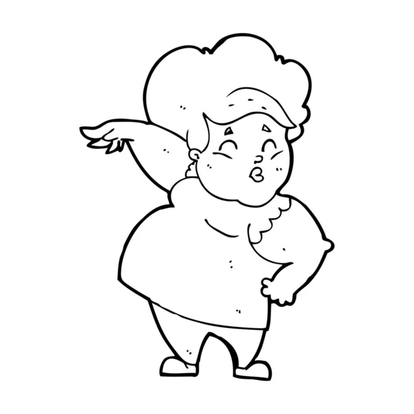 Dibujos animados feliz señora con sobrepeso — Archivo Imágenes Vectoriales