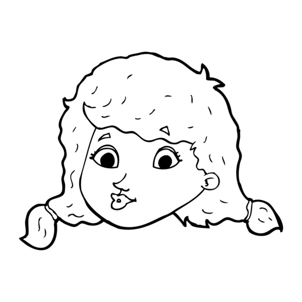 Kreslený pěkný ženský obličej — Stockový vektor