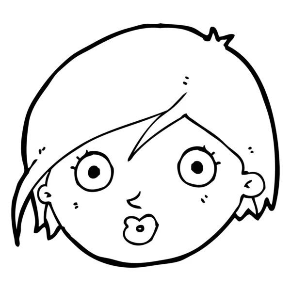 Kreslené překvapení ženský obličej — Stockový vektor