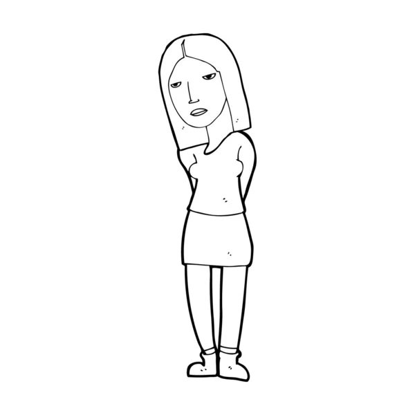 Femme dessin animé en attente — Image vectorielle