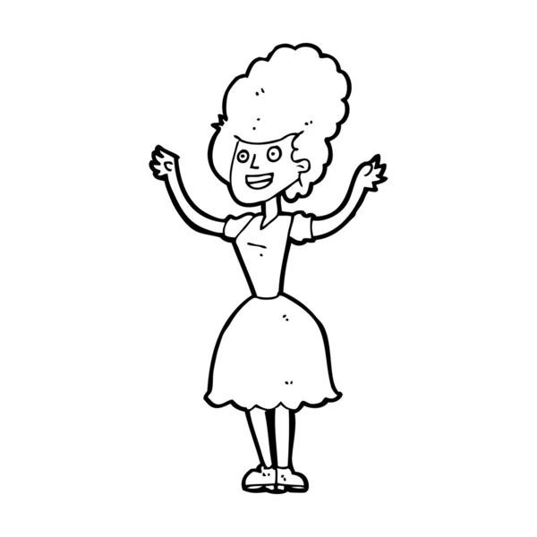 행복 한 1950 년대 여자 만화 — 스톡 벡터