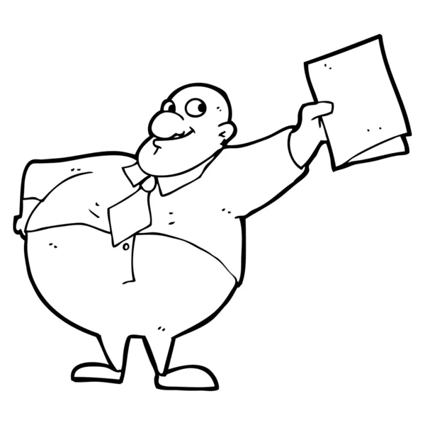 Karikatür mutlu patron ile dosya — Stok Vektör