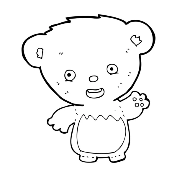 Dibujos animados oso de peluche ondeando — Vector de stock