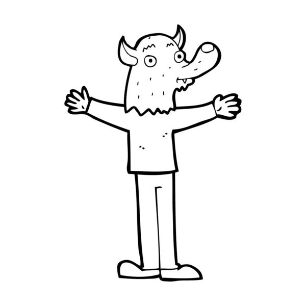 Hombre lobo amistoso de dibujos animados — Vector de stock