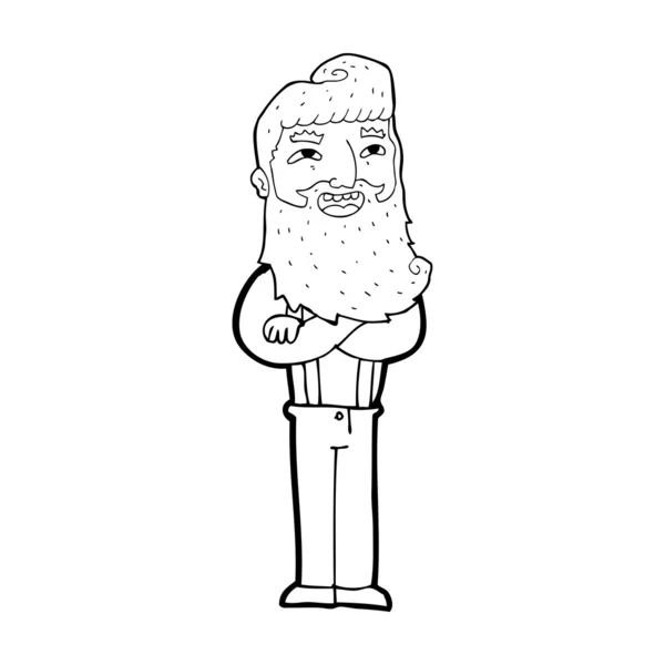 Dibujos animados hombre feliz con barba — Vector de stock