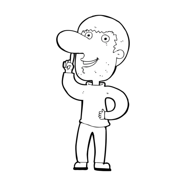 Hombre de dibujos animados con idea — Vector de stock
